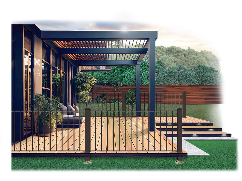 Close up view of deck and railing