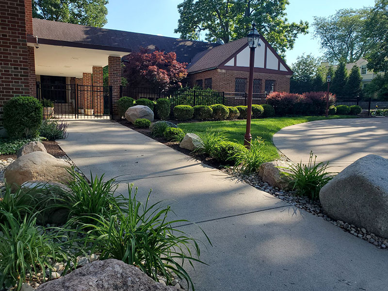 Local commercial building with landscaping services